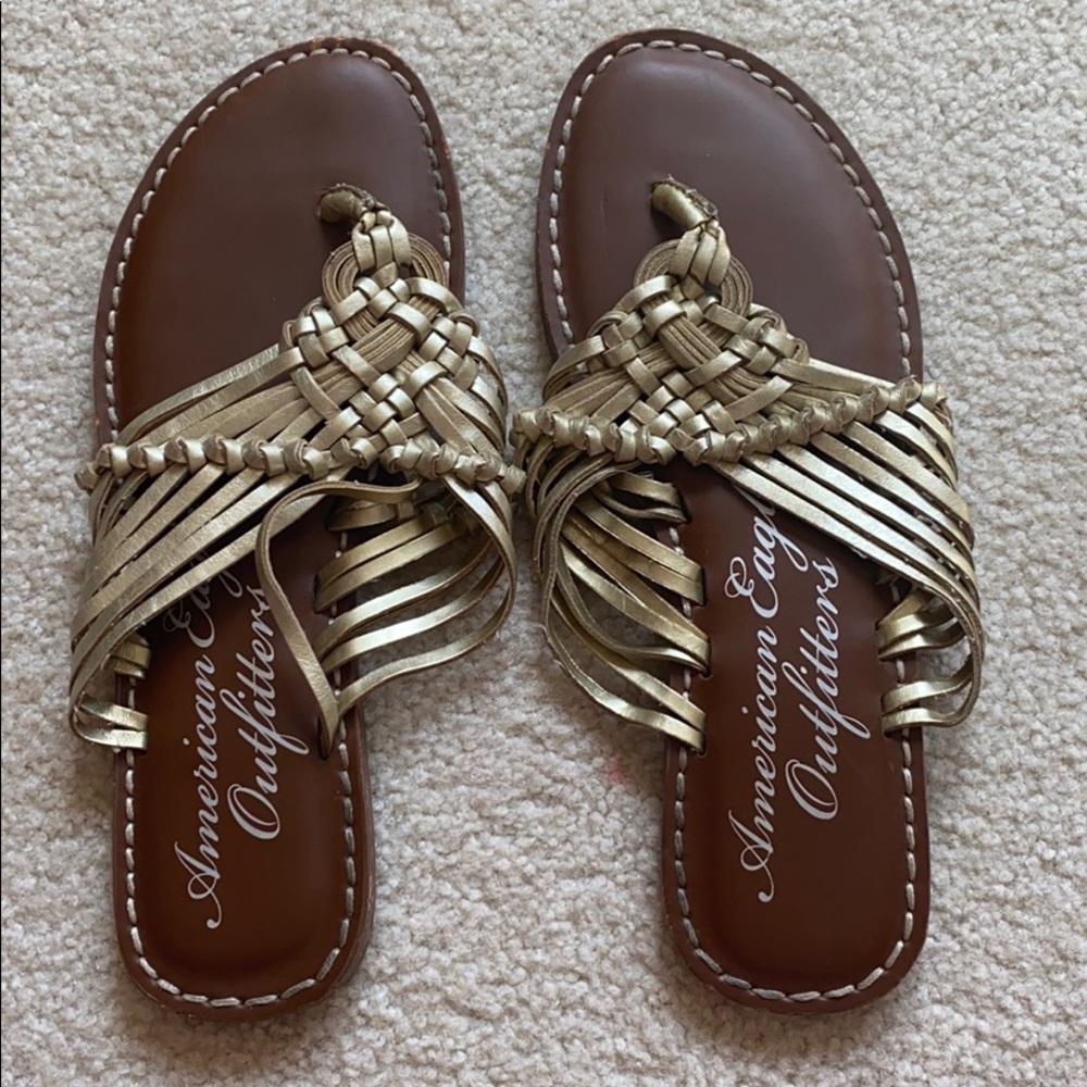 American Eagle Gold Braided Strappy Sandal